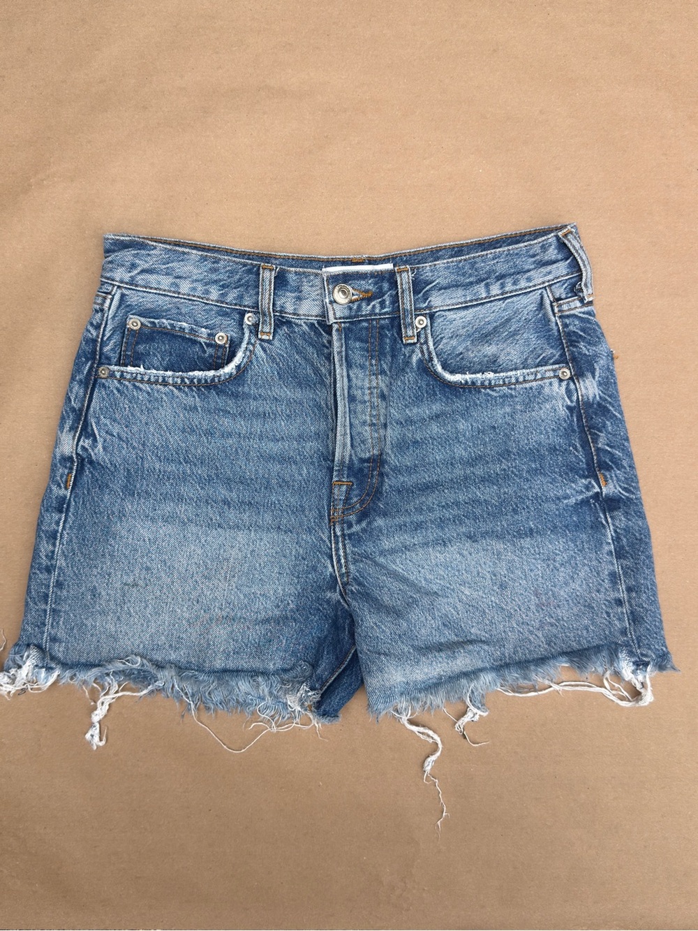 Zara Blue Distressed Denim Cutoff Shorts